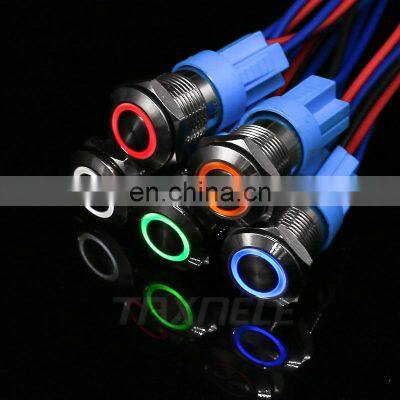 12mm LED Light Metal Push Button Switch 5 Colors 4 Pin annular Car power signal Power Button Switch 3V 6V 12V 24V 220V