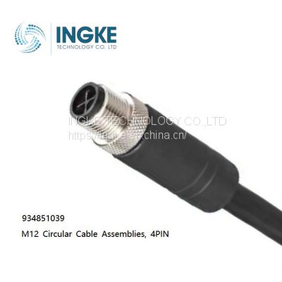 INGKE,934851039,M12 Circular Cable Assemblies, 4PIN, Receptacle,Male to Wire