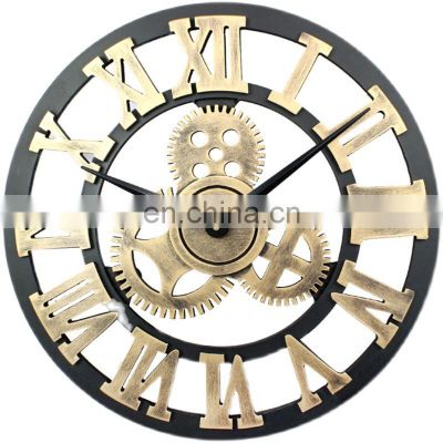 New Technique Home Decor Creative Retro Industrial Style Handmade Bracket Clock Circular Single-Sided Wall Clock