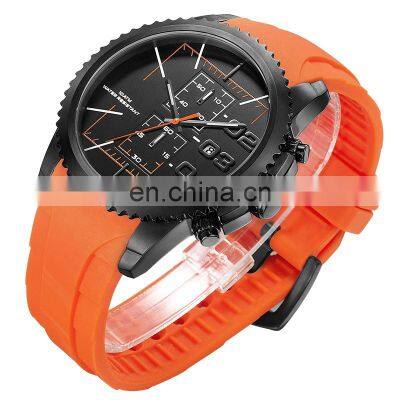 Best selling brand your logo 3 eyes stainless steel black dial japan movt wrist watch quartz