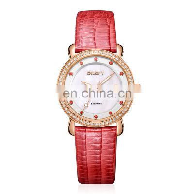DK&YT High quality products genuine leather price sapphire crystal slim stone diamond watch