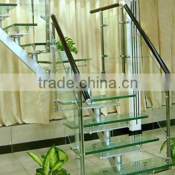 Curved glass stairs with glass railing