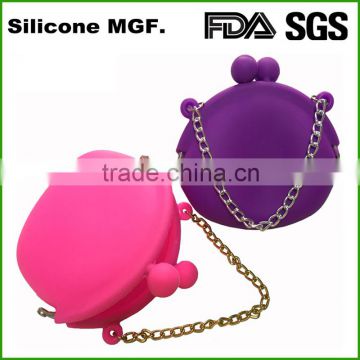 Custom Keychain Oval Shaped Silicone Squeeze Coin Purse Made in China