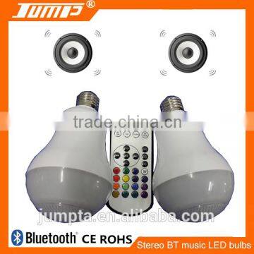 Left and right channels synchronous music color changing with remote control bluetooth stereo speaker led bulb
