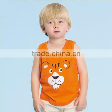 Cotton Sleeveless T-Shirt Tiger Printed Kids Vest Boys Summer T Shirt Plus Size Children Vest
