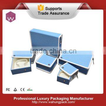 sky blue color customized jewelery gift velvet package box wholesale
