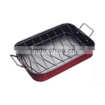 carbon steel non-stick outer pinting turkey roaster with rack