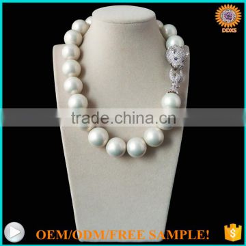 2016 fashion luxury top quality 20mm white shell pearl necklace