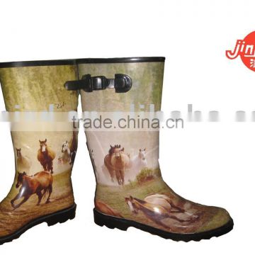 girl's printed rain rubber boots