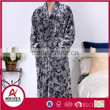 Alibaba hot sale high quality flannel fleece shawl collar men bathrobe