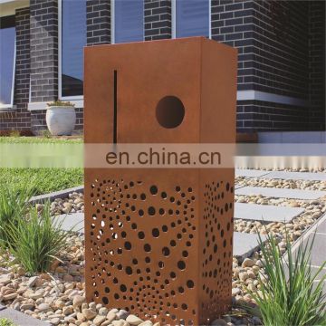 Wall mounted outdoor design water proof corten metal letterbox for house