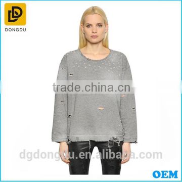 Chinese Factory Cheap Wholesale Fashion Gray Long Sleeve Custom Lady Hoodies