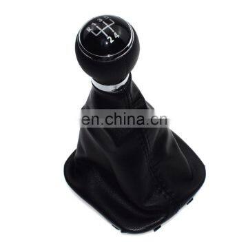 Black 5 Speed Gear Shift Knob Leather Boot For VW Jetta Golf 6 MK5 MK6 05-14