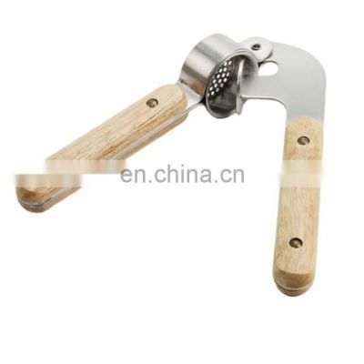 Hot Sale Stainless Steel Garlic Press With Wooden Handle
