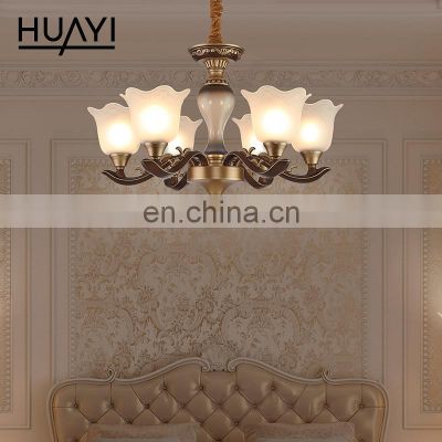 HUAYI Factory Direct Sale Large Bedroom Modern Bronze And White Living Room Hotel Chandelier