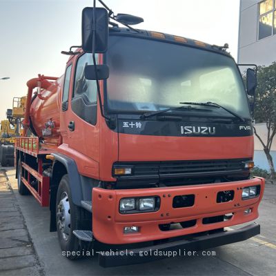 12 ton Sewage suction truck with high-pressure flushing function using Isuzu chassis