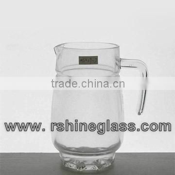 Glass water jug with handle & plastic lid
