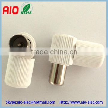 Plastic Coax Coaxial 90 Right Angle 9.5mm TV antenna Male Plug for TV pal iec Aerial Cables