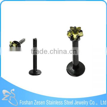 Wholesale China star zircon lip ring internally threaded titanium body jewelry