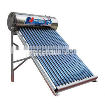 Integrated unpressurized evacuated tube Solar Water Heating stainless stell tank