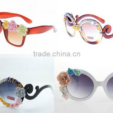 Handmade Polymer Clay Flower New Vintage Fashion Beach Rhinestone Sunglasses