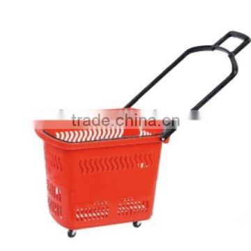 RH-BPR45-3 45L Plastic Folding Shopping Basket With Wheels