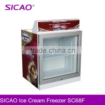 ICE CREAM DISPLAY FREEZER with curved glass door ,CHEST SHOWCASE