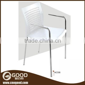 White Plastic Outdoor Chair Garden Chair Chrome Legs Frame