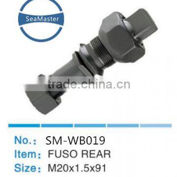 High strenth alloy wheel bolt with nut M20*1.5*91 for trucks and autos
