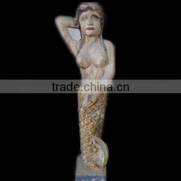 Hand made wooden carving mermaid,Antique wooden statues,Religious sculptures