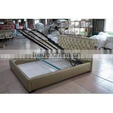 IN STOCK NOW King Size Bronze Leather Bed Room Furniture With Storage