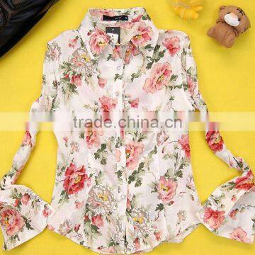 Latest fashion chiffon shirts for woman 2013 garments