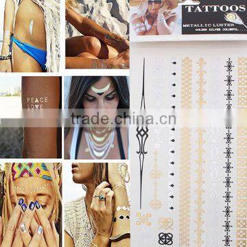 Latest Professional Removable Waterproof Metallic Temporary Belly Tattoos