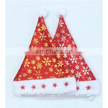 Wholesale High Quality Beautiful Design Light up Velvet LED Flashing Santa Claus Christmas Hat with Snowflowers Decoration