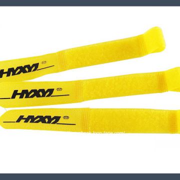 China factory q type hook and loop hook and loop cable tie,yellow