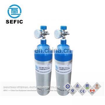 2L mini Aluminum medical oxygen cylinder breathing apparatus with valve