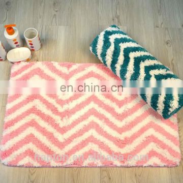 micro polyester jacquard wave design mat with TPR back floor bathroom mat