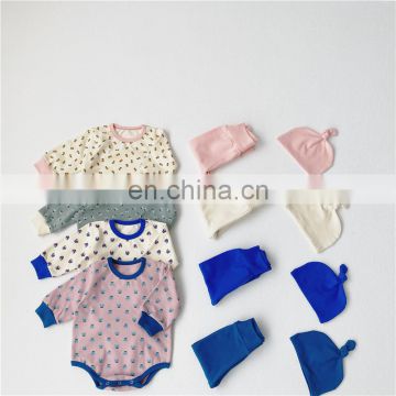 ins spring and autumn clothing baby children's home service men and women baby romper high waist leggings three-piece suit with
