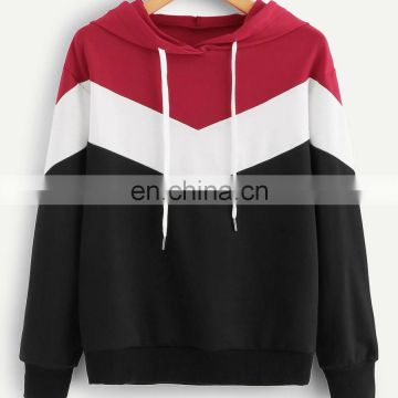 Wholesale Cheap mens custom logo Slim fit stripe panels pullover sweatshirt with hoodie