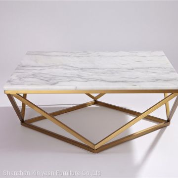 Mid century marble + stainless steel gold coffee table