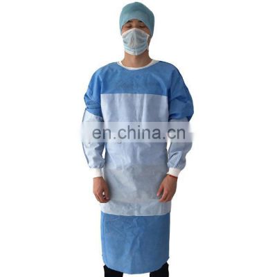Cheap Disposable Nonwoven Fabric Blue Antiblood Sterile Medical Surgical Gowns for Hospital