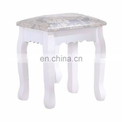 White Flora Dressing Table Stool Padded Cushion Vintage Piano Chair Padded Makeup Seat