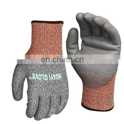 Heavy Industry Blade Proof PU Glove En388 Safety Gloves For Fence HPPE Cut Level 5 Protection Sharp Resistant Glass Making Glove