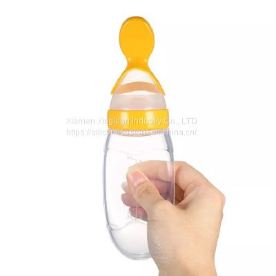 Silicone Baby Food Dispensing Spoon Baby Squeeze Feeding Spoon Bottle Feeder