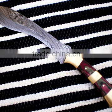 udk h75" custom handmade Damascus hunting knife / kukri knife with sheet and brass bolsters