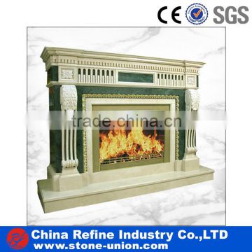 green and white fireplace