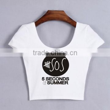 women new Fashion 5 Five Seconds Of Summer SOS Cotton sex Casual Slim Shoeeve crop top tees t shirts