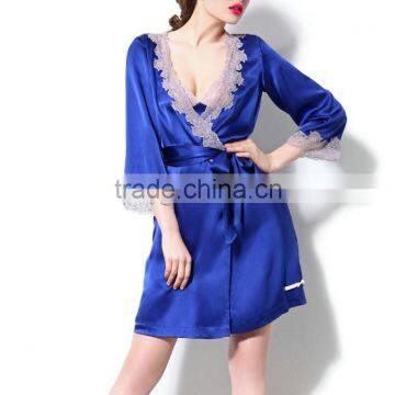 100% Pure Silk Luxury Royal Blue men &women Sleepwear