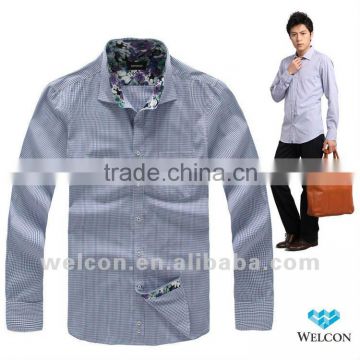 long sleeve 2012 blue plaid slim fit 100% cotton casual style business dress latest brand design fashion men shirt