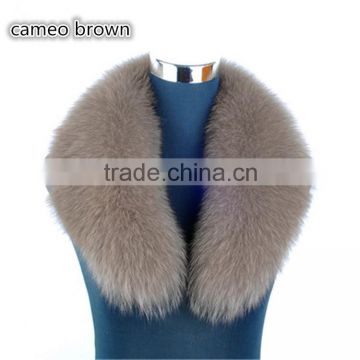 Wholesale Price Camel Brown Fox Fur Shawl Collar for Fashion Girls Down Coat
